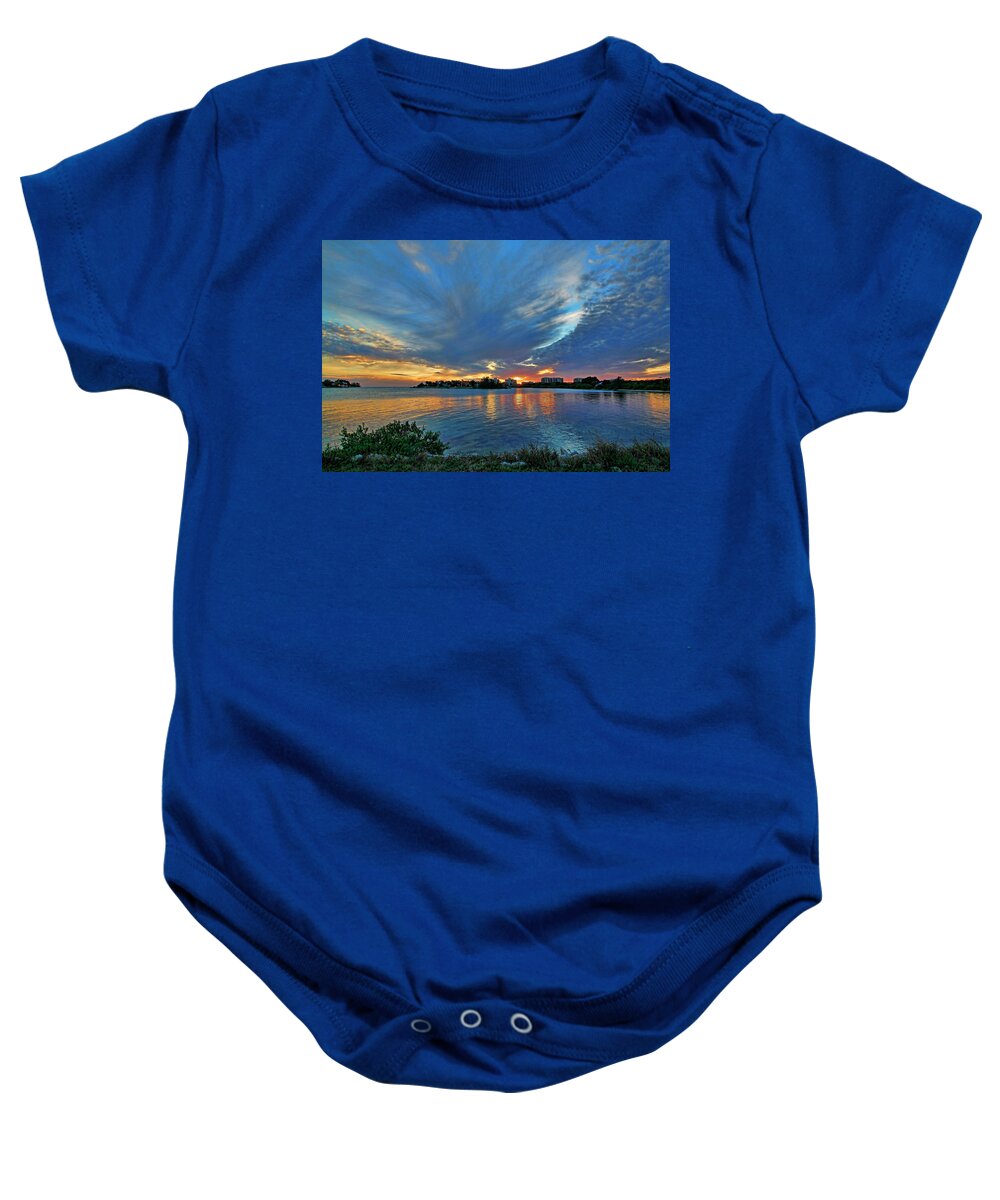 New Pass Baby Onesie featuring the photograph New Pass Sunset by HH Photography of Florida