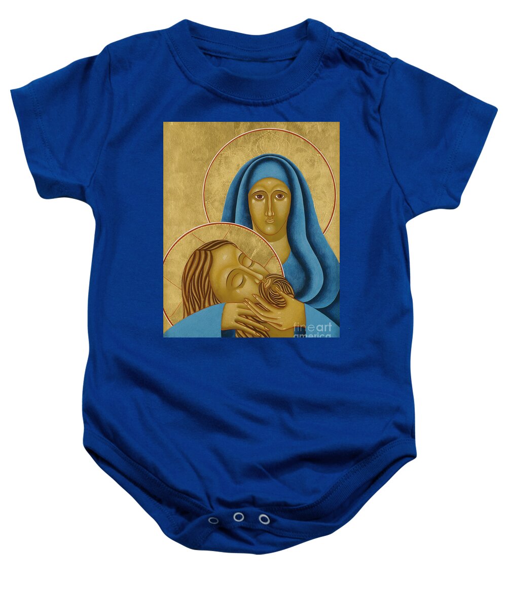 Catholic Baby Onesie featuring the painting Pieta by Jodi Simmons by Jodi Simmons