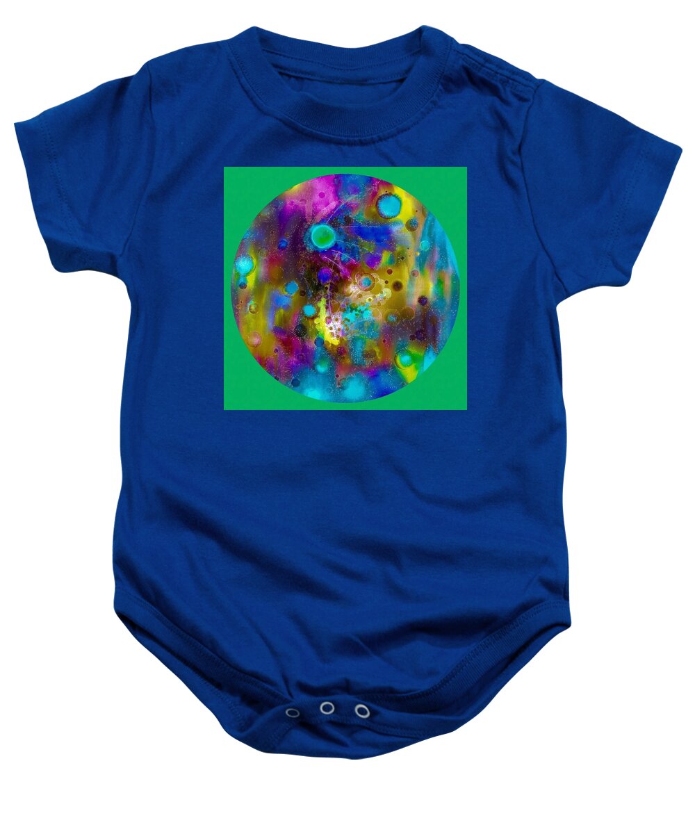 Abstract Art Baby Onesie featuring the digital art Planet Blue Green by Don Wright