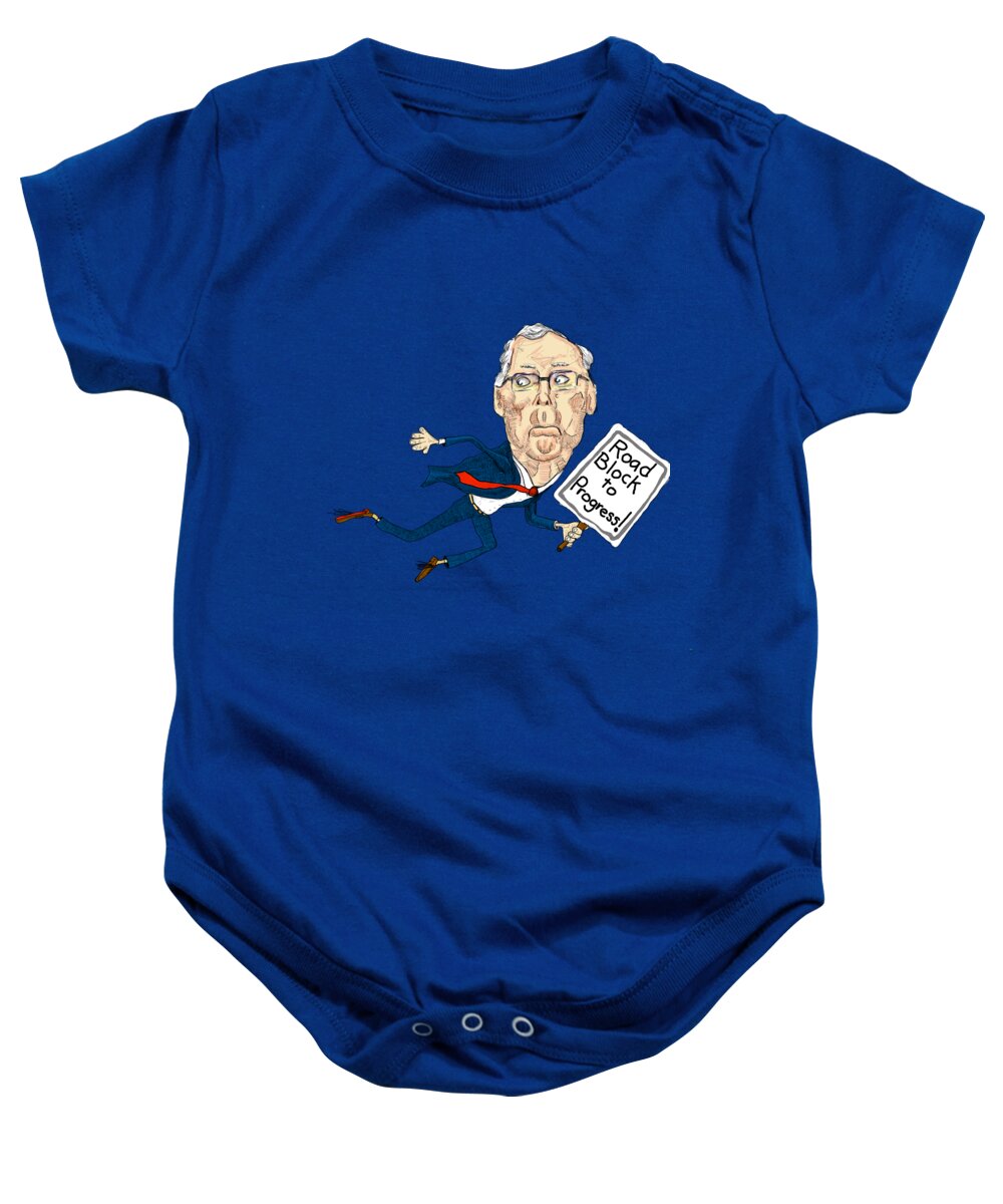 Mitch Mcconnell Baby Onesie featuring the digital art Road Block to Progress by Robert Yaeger