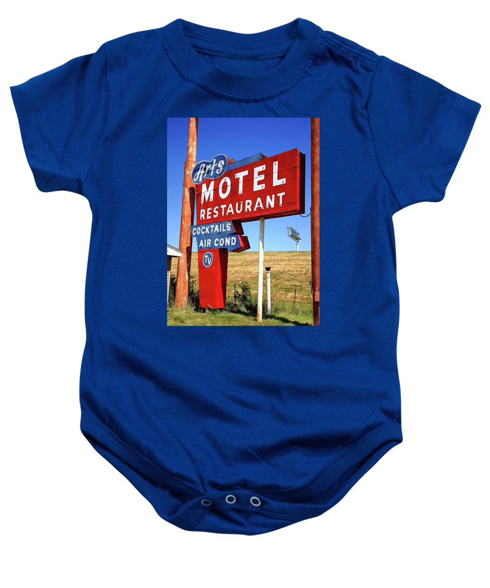 66 Baby Onesie featuring the photograph Route 66 - Art's Motel 2012 by Frank Romeo