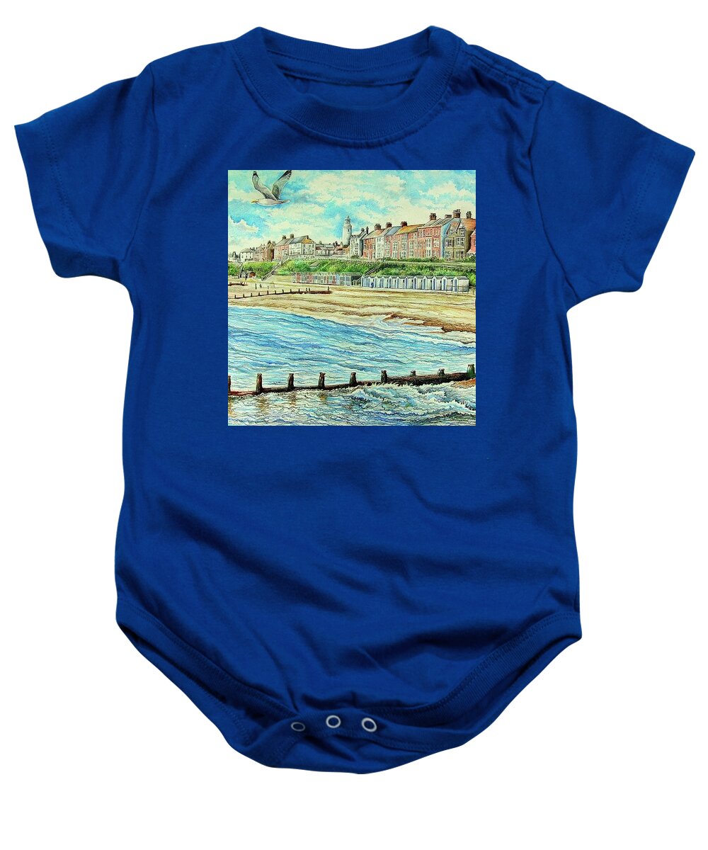 Southwold Baby Onesie featuring the painting Southwold Beach by Kevin Derek Moore