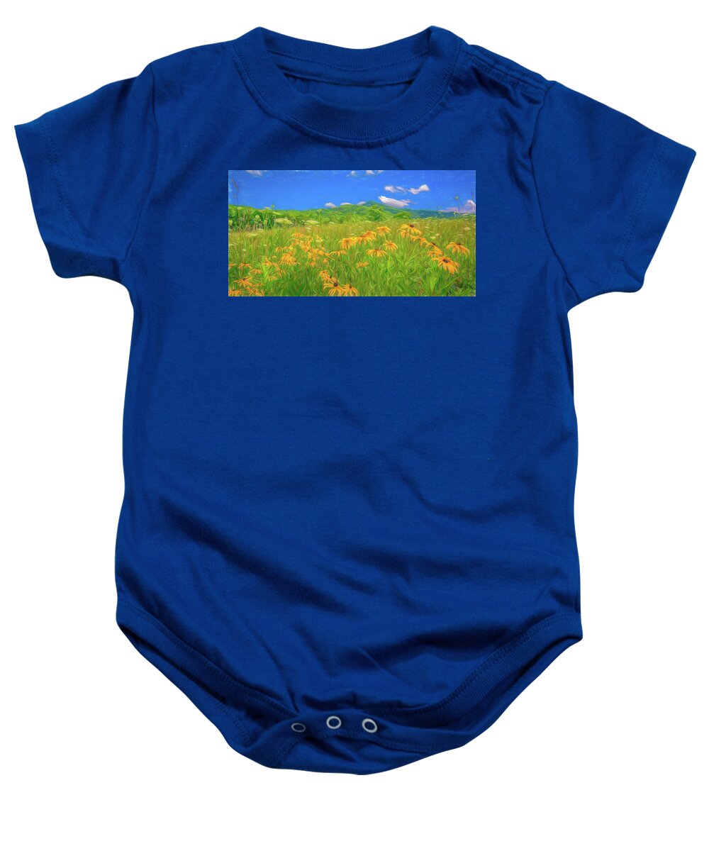 Summer Field Flowers Baby Onesie featuring the photograph Summer Meadow, Stylized by Marcy Wielfaert
