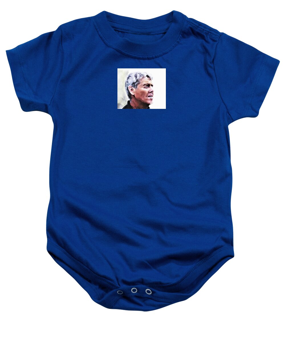 Portrait Baby Onesie featuring the painting That Was Close by Diane Chandler