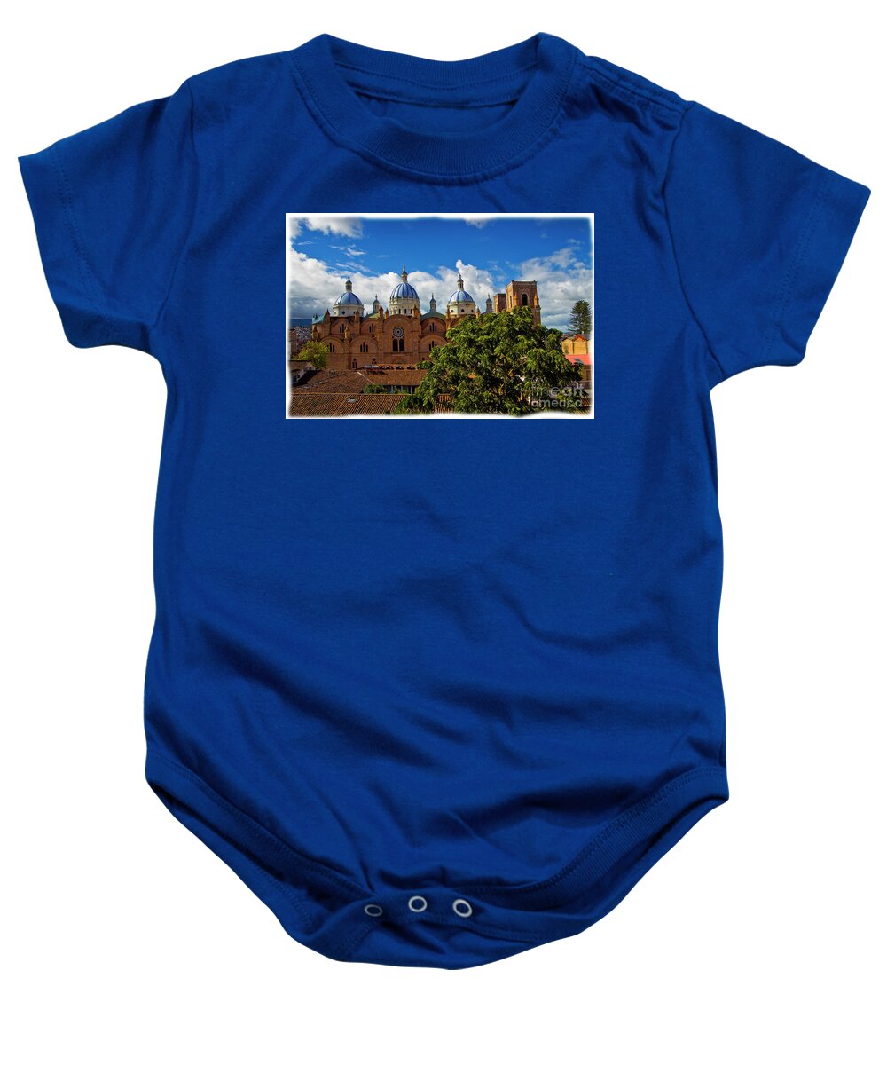 Spanish Baby Onesie featuring the photograph The Blue Domes Of Cuenca III by Al Bourassa