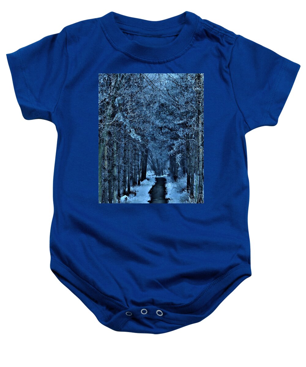 Woods Baby Onesie featuring the photograph The Frosted Woods by Lori Frisch