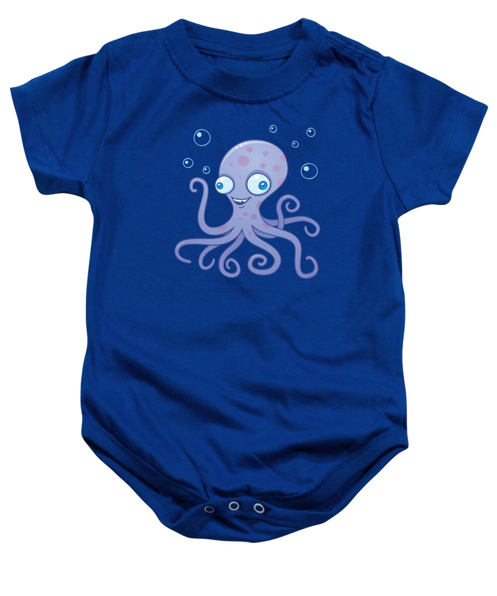 Ocean Baby Onesie featuring the digital art Wacky Octopus by John Schwegel