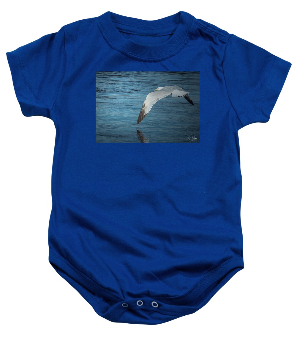 Wing Baby Onesie featuring the photograph Wingtip Over Water by Phil S Addis