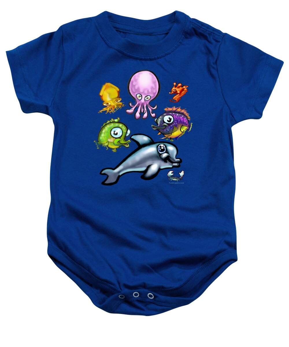 Baby Baby Onesie featuring the digital art Aqua Babies #1 by Kevin Middleton