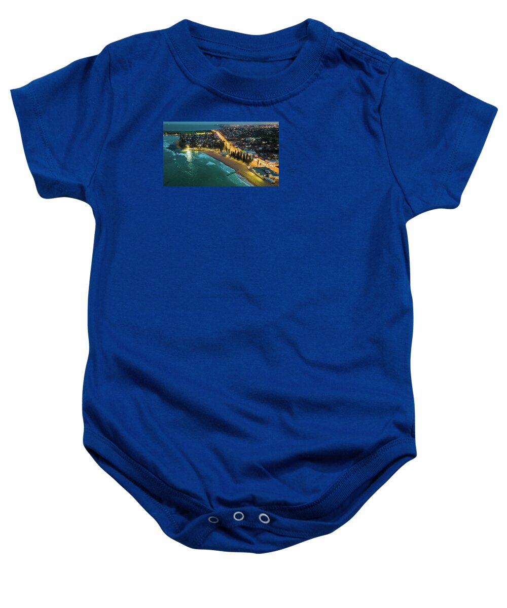 Clouds Baby Onesie featuring the photograph Sunset Panorama of the Northern Beaches of Sydney No 2 by Andre Petrov