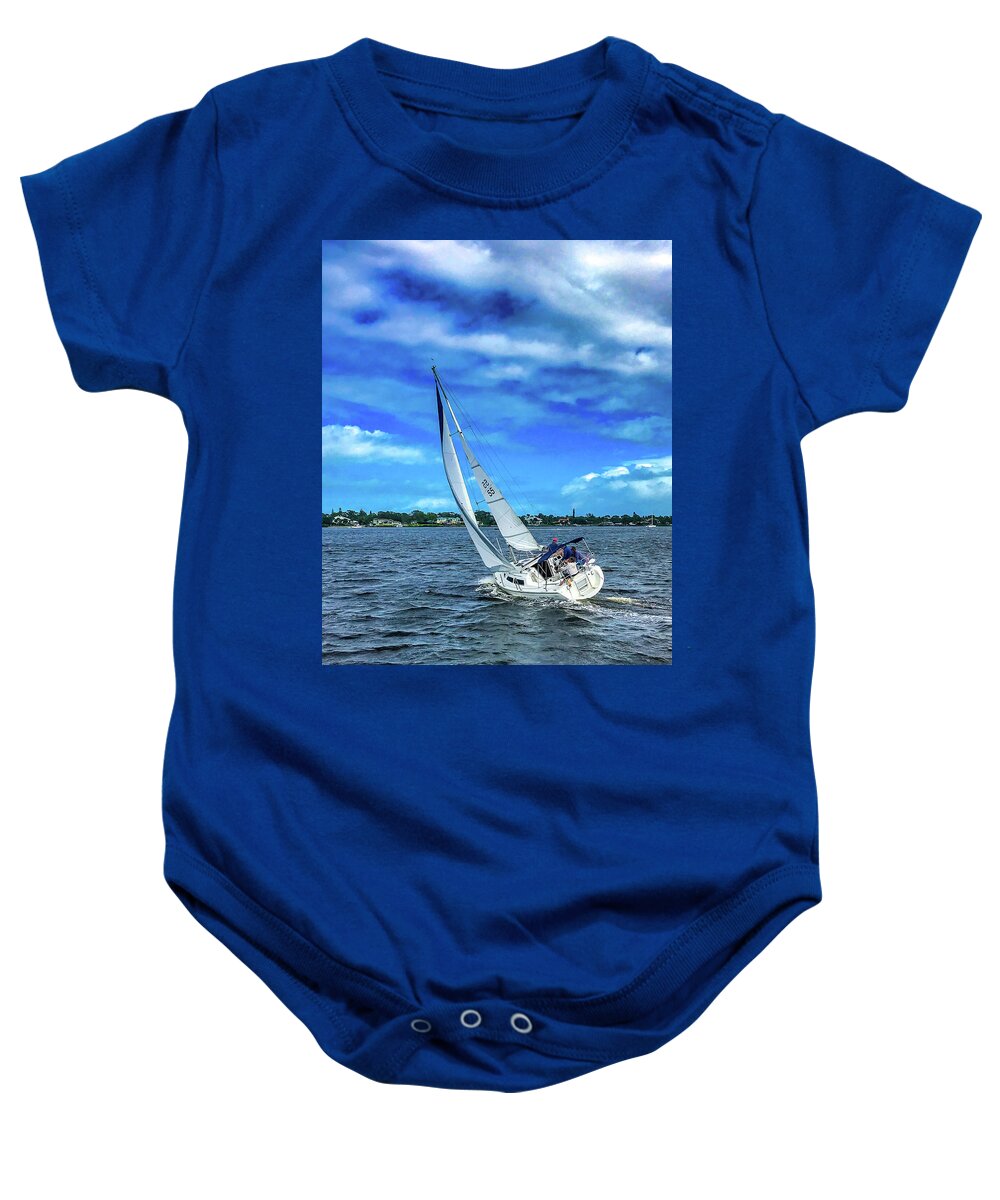 Sailboat Sailing Racing Baby Onesie featuring the photograph Salty Dogs #2 by Jay Seeley