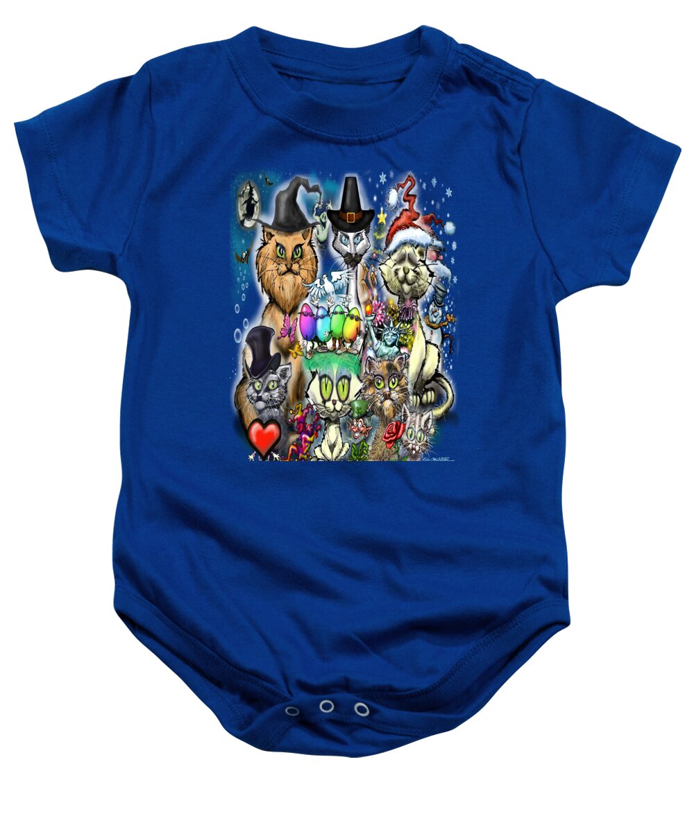 Seasons Greetings Baby Onesie featuring the digital art Holidays Mash Up by Kevin Middleton
