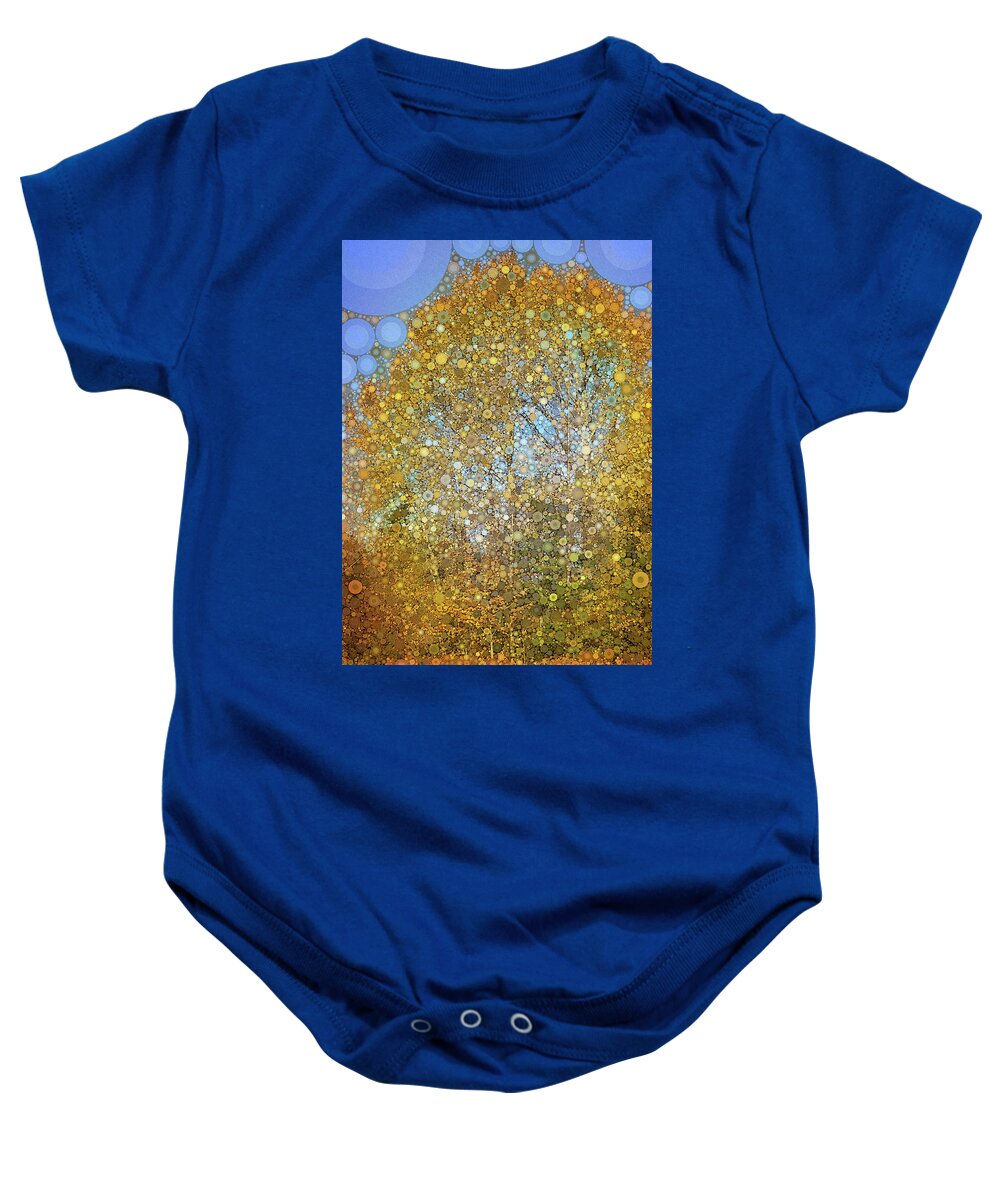 Abstract Trees Baby Onesie featuring the mixed media Tree of Gold #1 by Peggy Collins