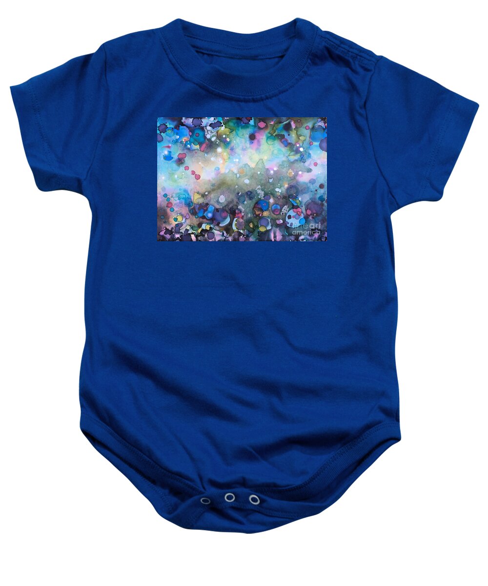 Blue Baby Onesie featuring the painting Under the Sea #2 by Linda Cranston