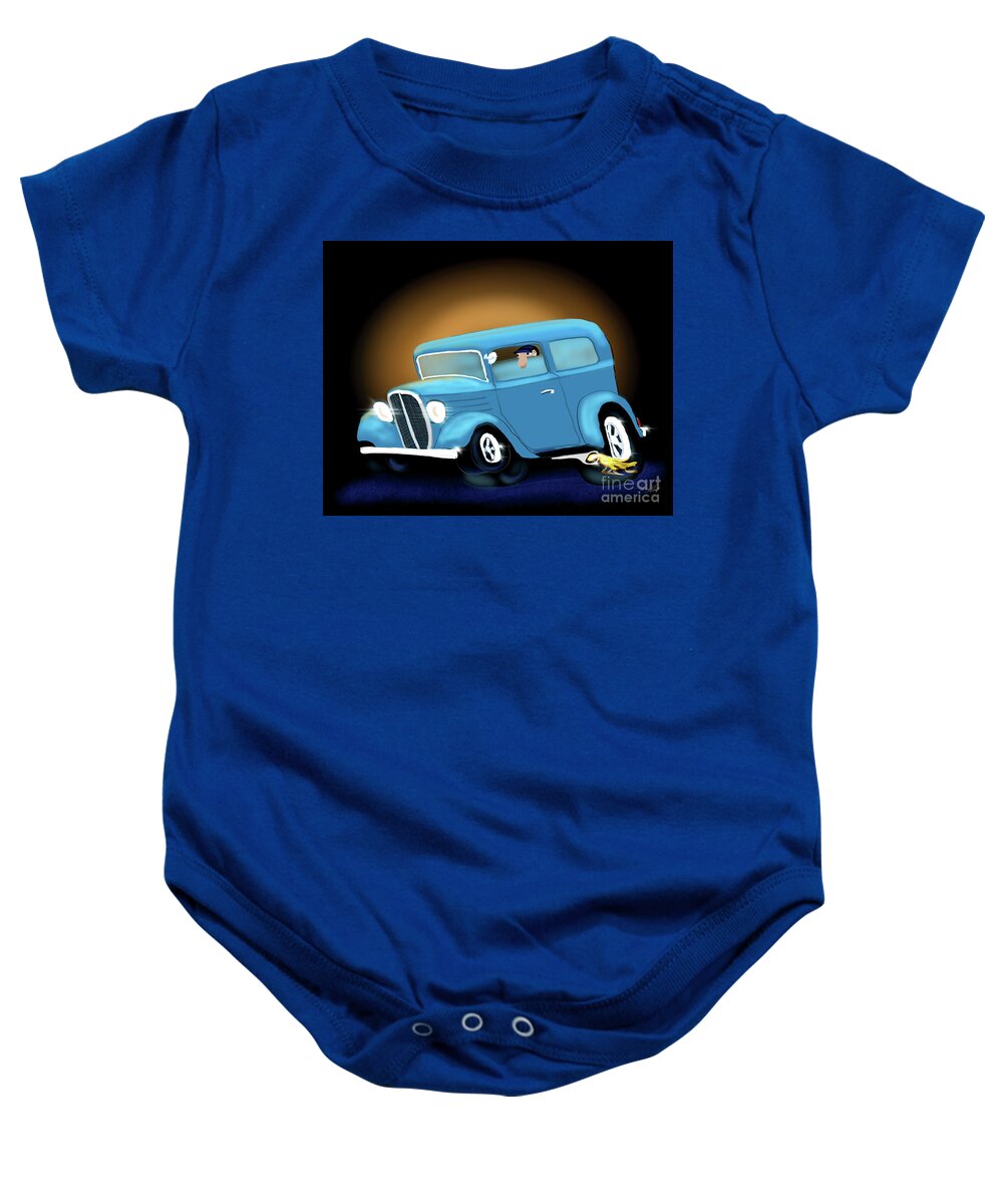 1934 Chevrolet Baby Onesie featuring the digital art 1934 Chevrolet Hot Rod by Doug Gist