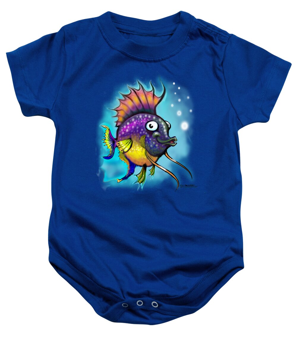 Rainbow Baby Onesie featuring the painting Rainbow Fish #2 by Kevin Middleton