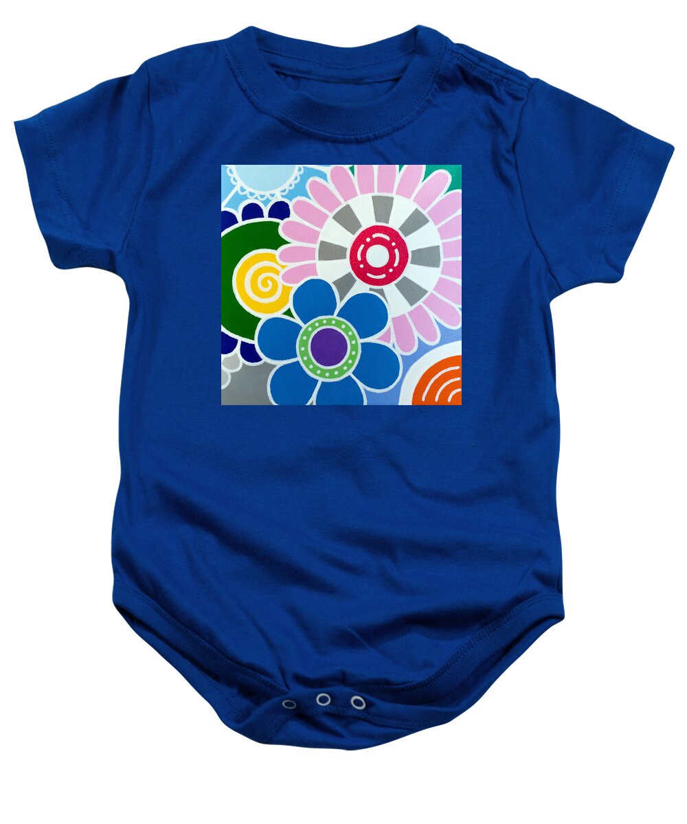 Flowers Baby Onesie featuring the painting 9 Blooms by Beth Ann Scott