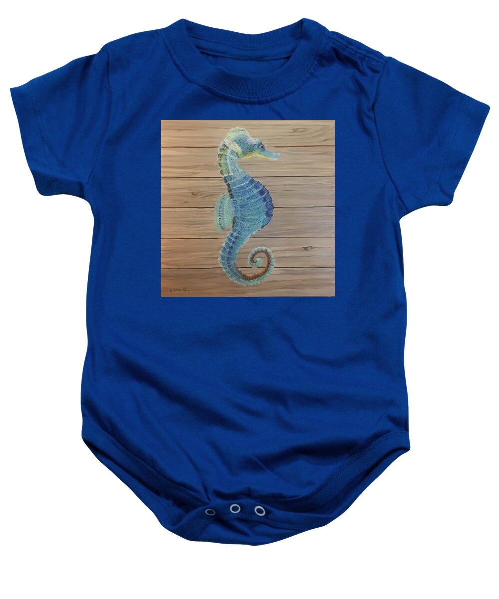 Seahorse Baby Onesie featuring the painting A Horse of a Different Color by Judy Rixom