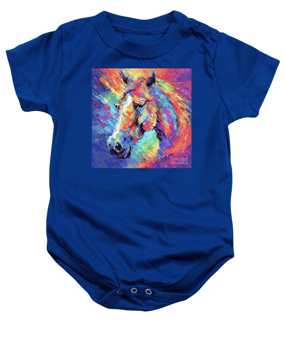 Abstract Baby Onesie featuring the digital art Abstract Horse Portrait - 01931 by Philip Preston