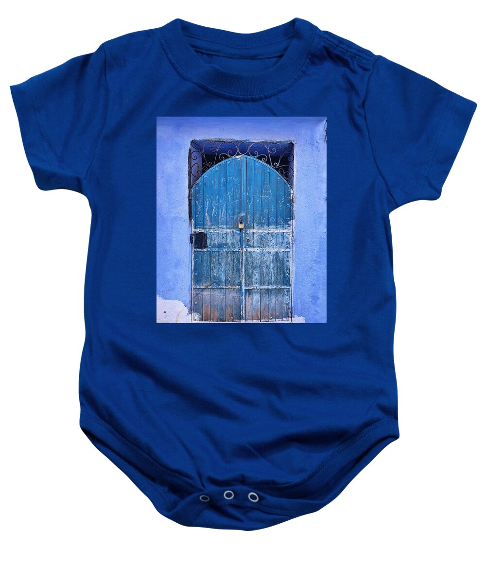 Blue Baby Onesie featuring the photograph Anyone Home? by Andrea Whitaker