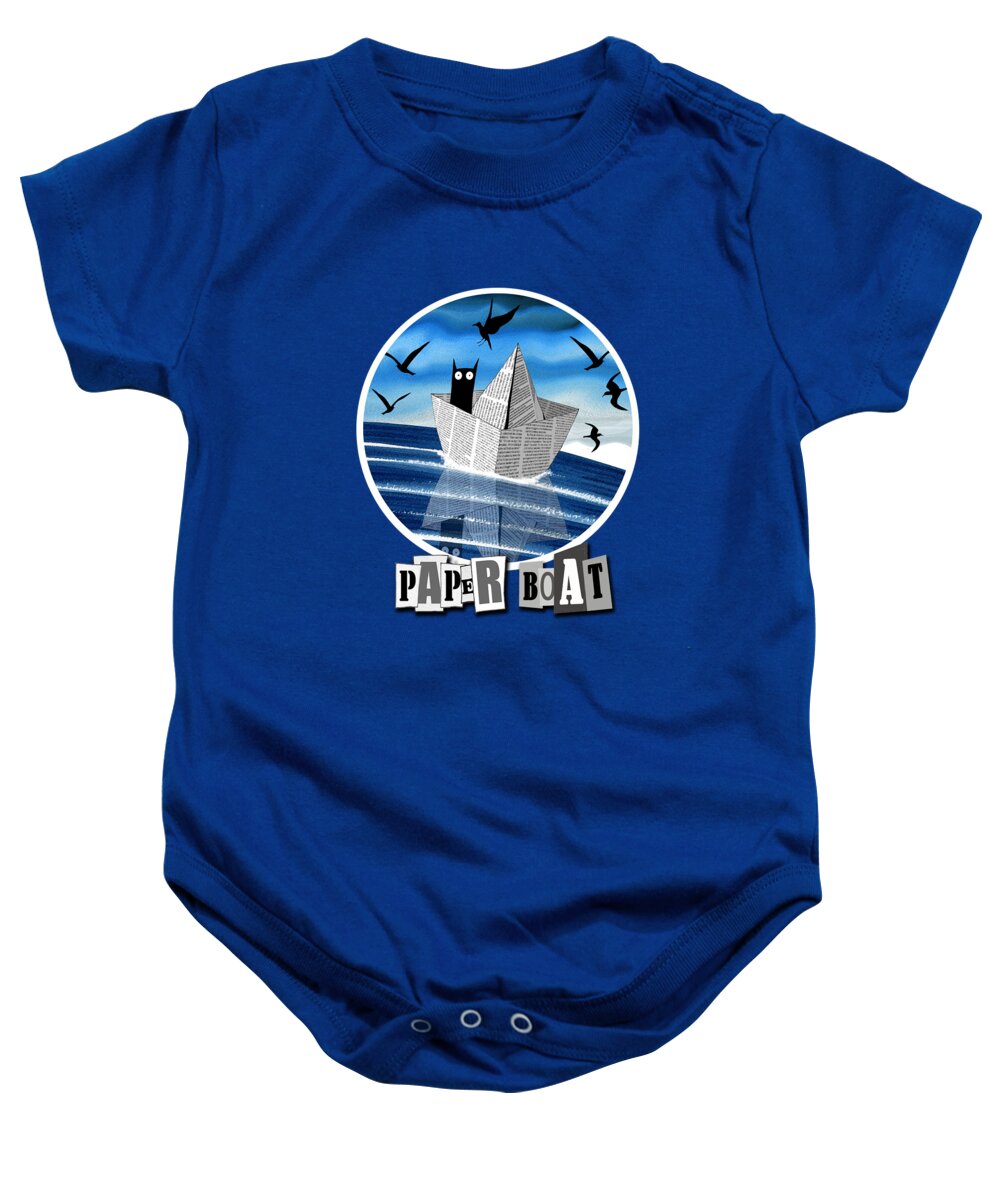 Paper Boat Baby Onesie featuring the painting Paper Boat by Andrew Hitchen