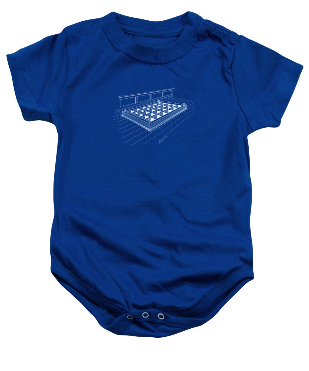 Sailing Vessels Baby Onesie featuring the drawing Ceiling of a cargo hold - blueprint by Panagiotis Mastrantonis