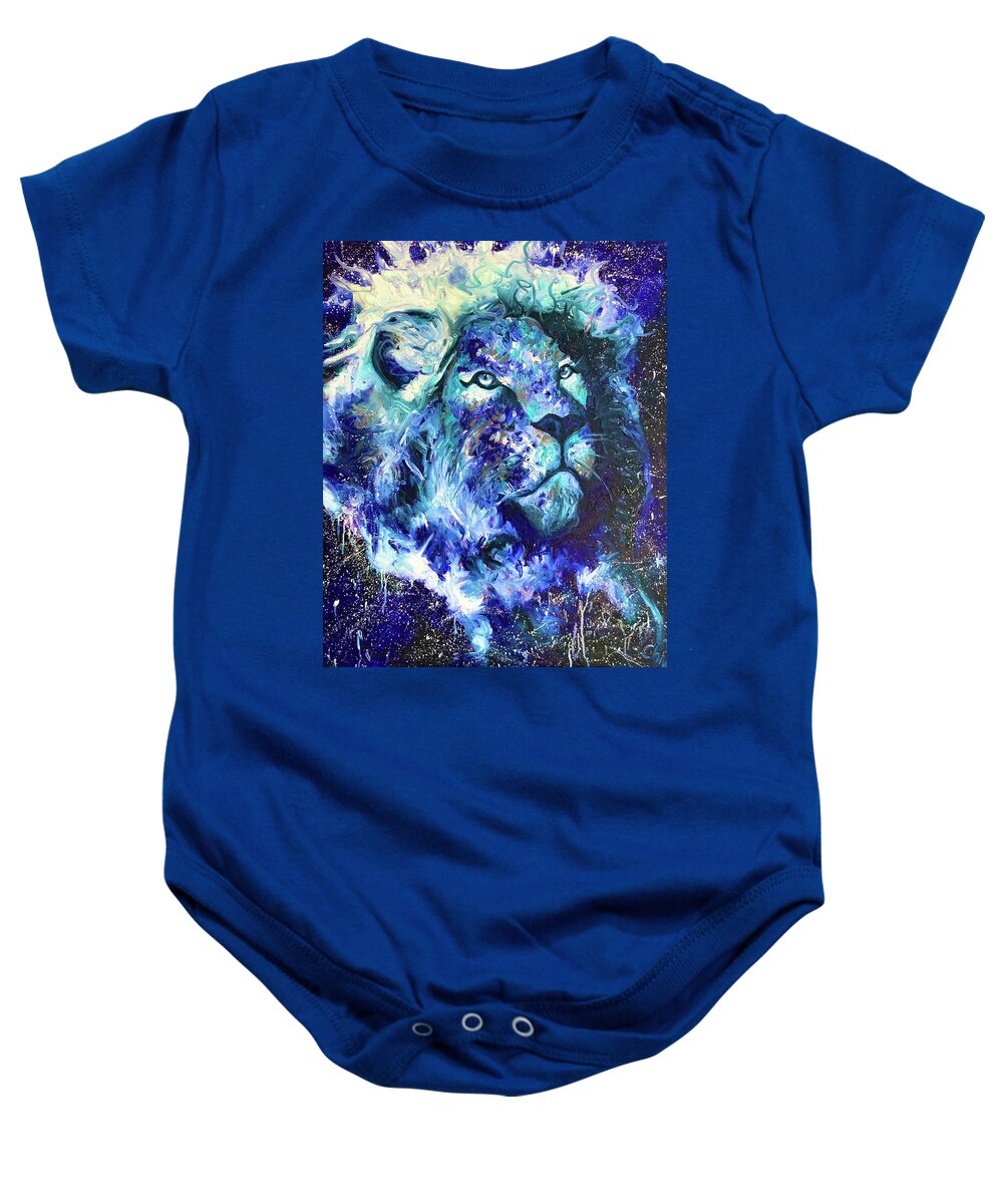  Baby Onesie featuring the painting Astral Lion by Chiara Magni