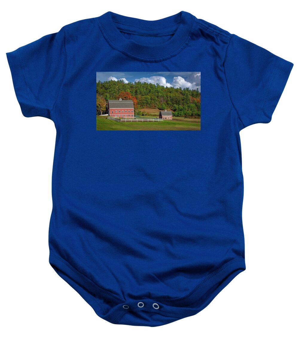 Barns Baby Onesie featuring the photograph Auburn Barn 9209 by Guy Whiteley