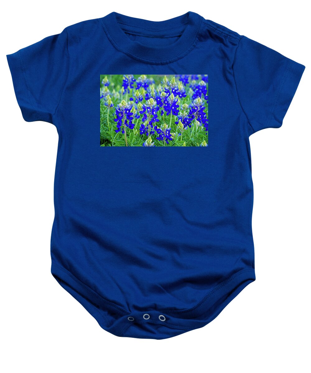 Texas Bluebonnets Baby Onesie featuring the photograph Baby Bluebonnets by Lynn Bauer