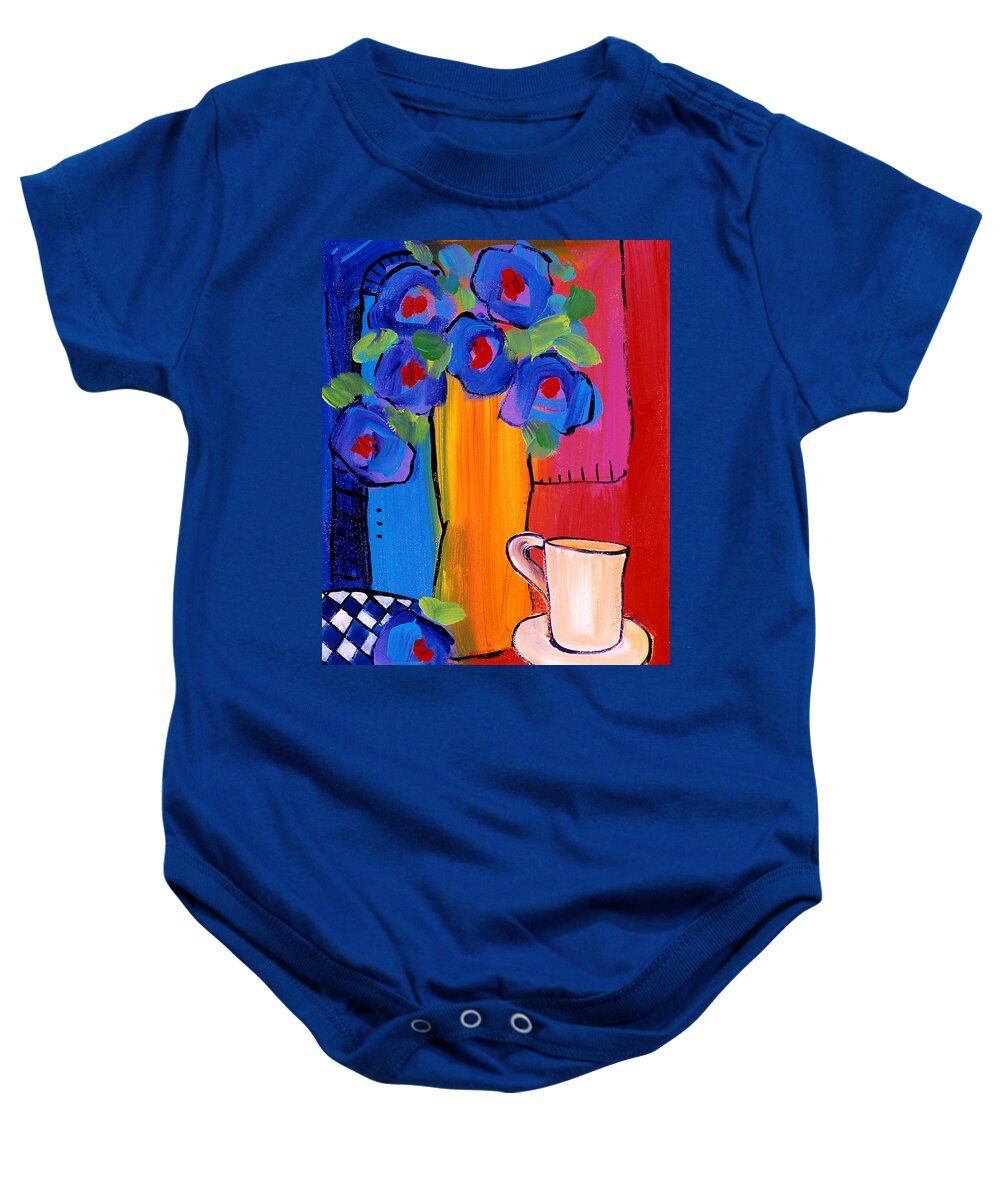 Still Life Baby Onesie featuring the painting Bistro Five by Jim Stallings