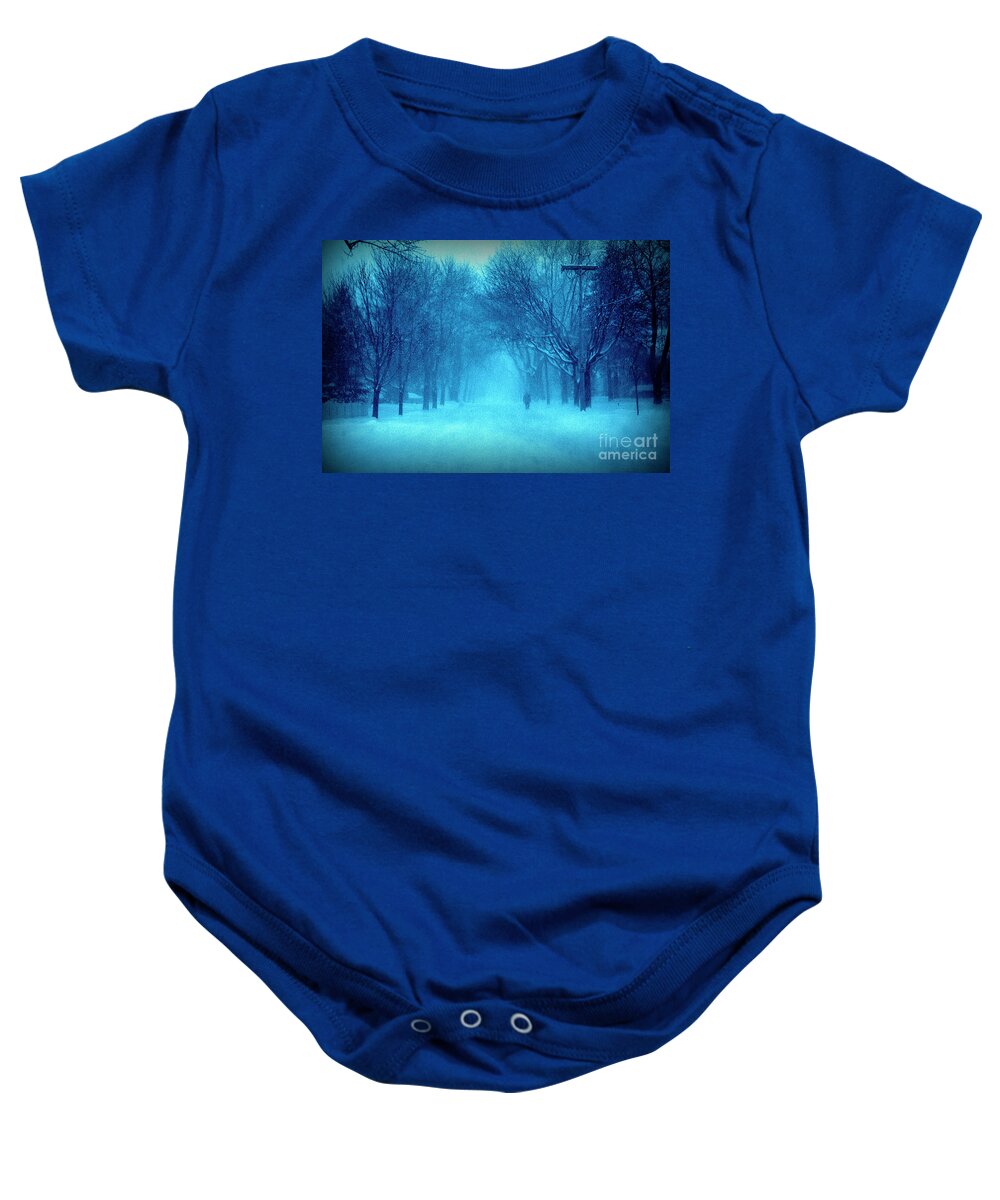 United States Baby Onesie featuring the photograph Blue Chicago Blizzard by Frank J Casella