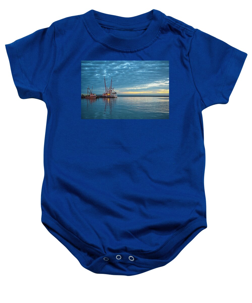 Shrimp Boats Baby Onesie featuring the photograph Blue Dawn by Ty Husak