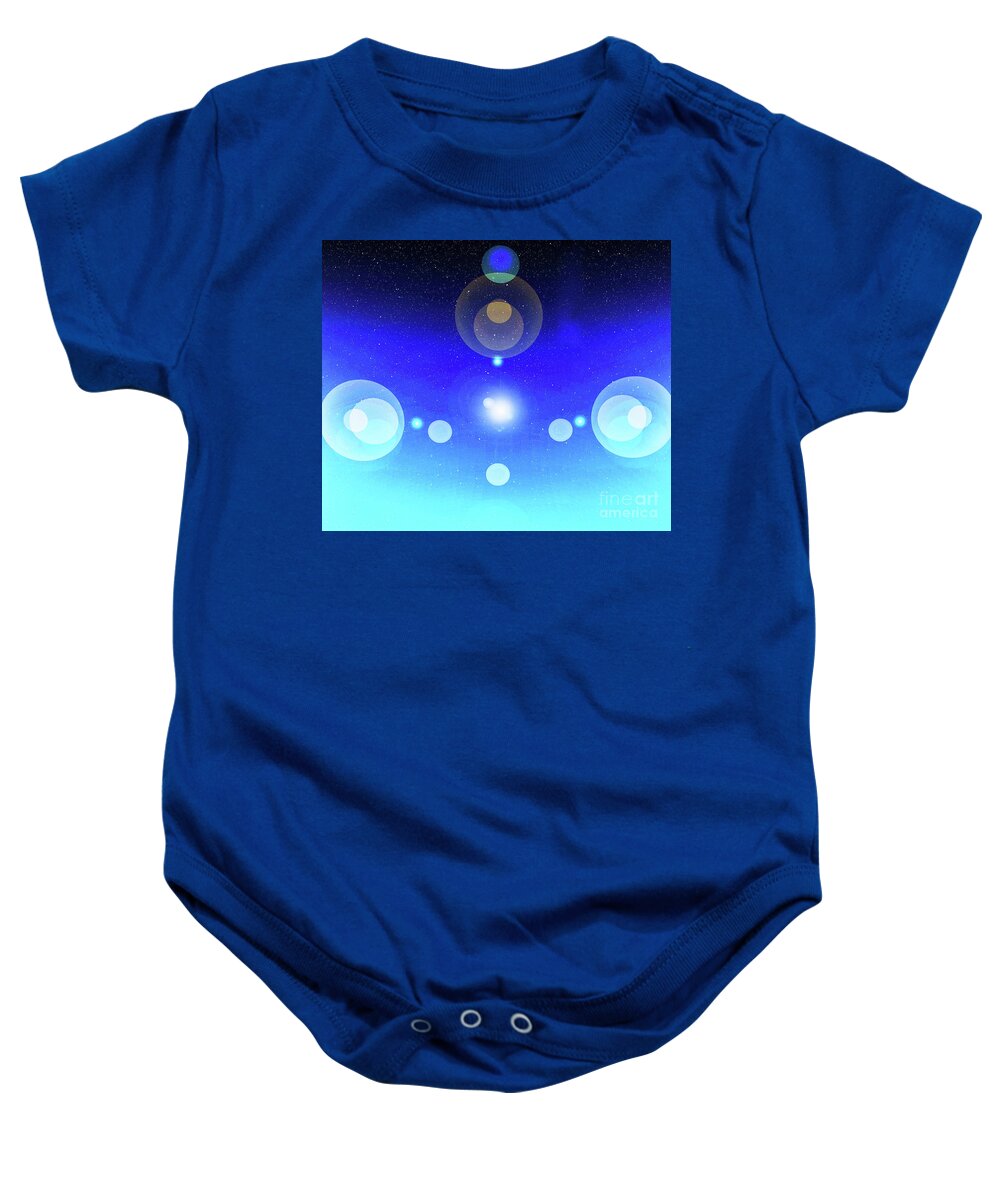 Abstract Baby Onesie featuring the digital art Blue Globes by Timothy OLeary