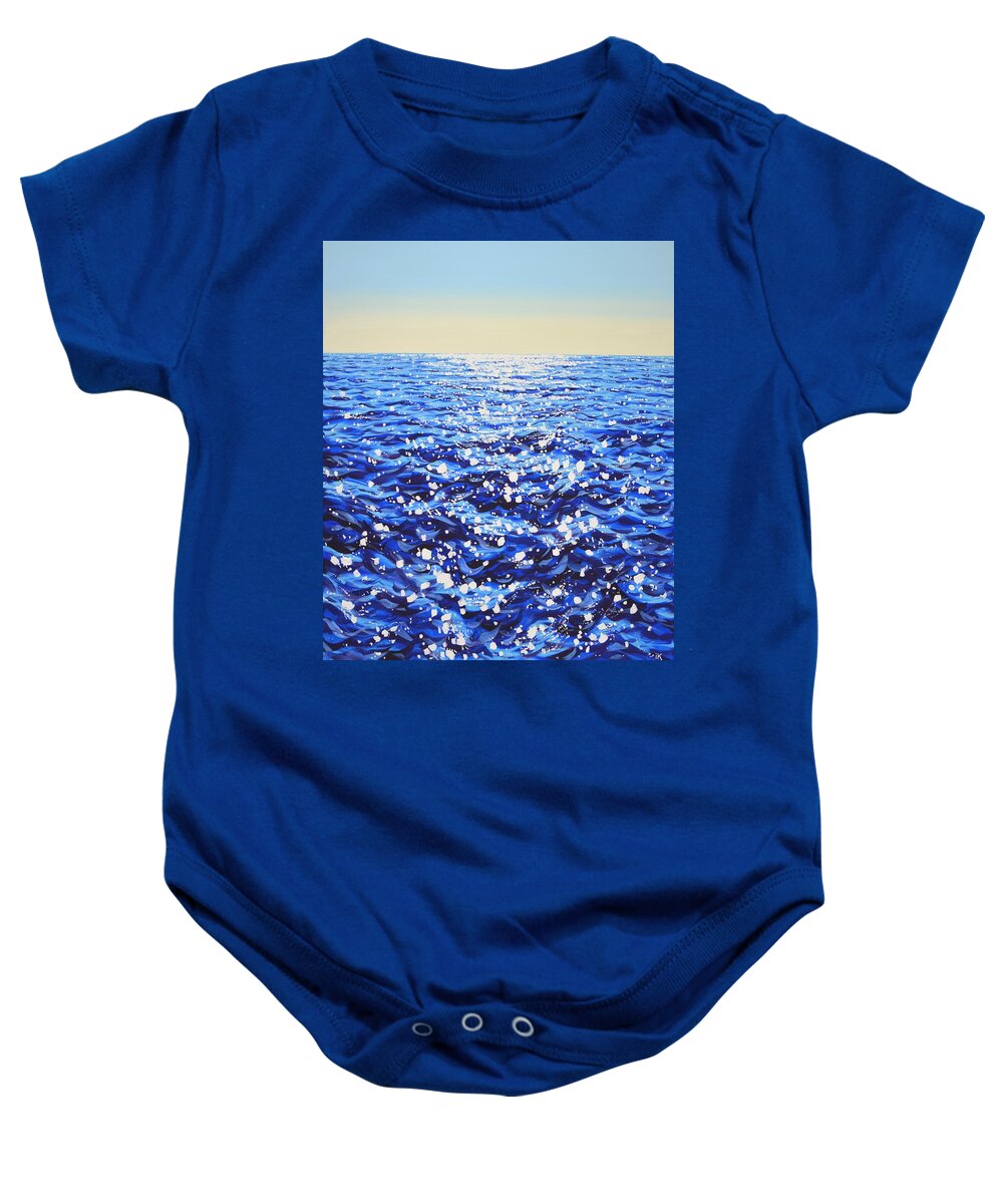 Sea Baby Onesie featuring the painting 	Blue water. Light. by Iryna Kastsova