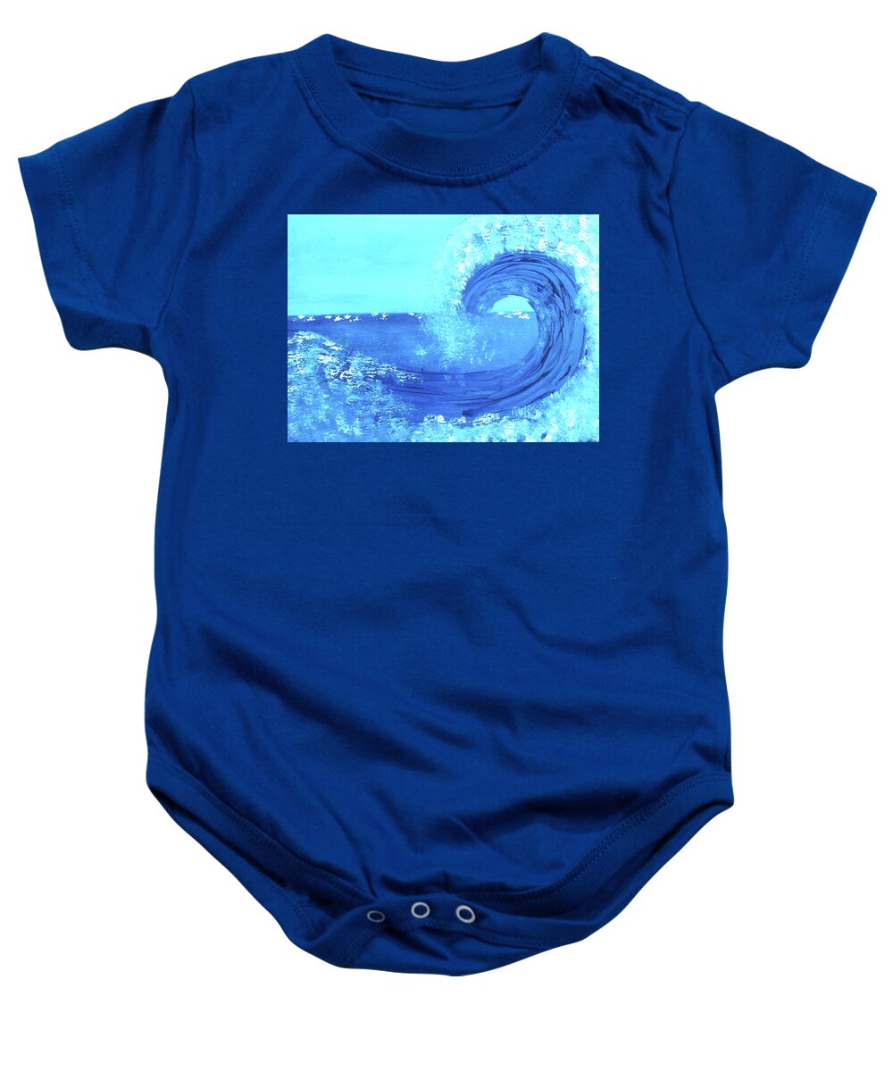 Blue Baby Onesie featuring the painting BlueWave by Anna Adams