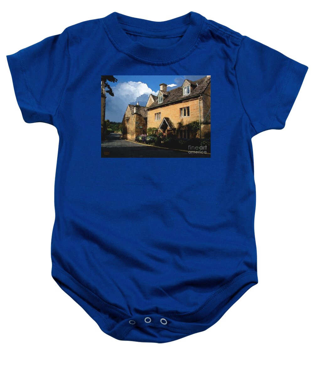 Bourton-on-the-water Baby Onesie featuring the photograph Bourton Backstreet by Brian Watt