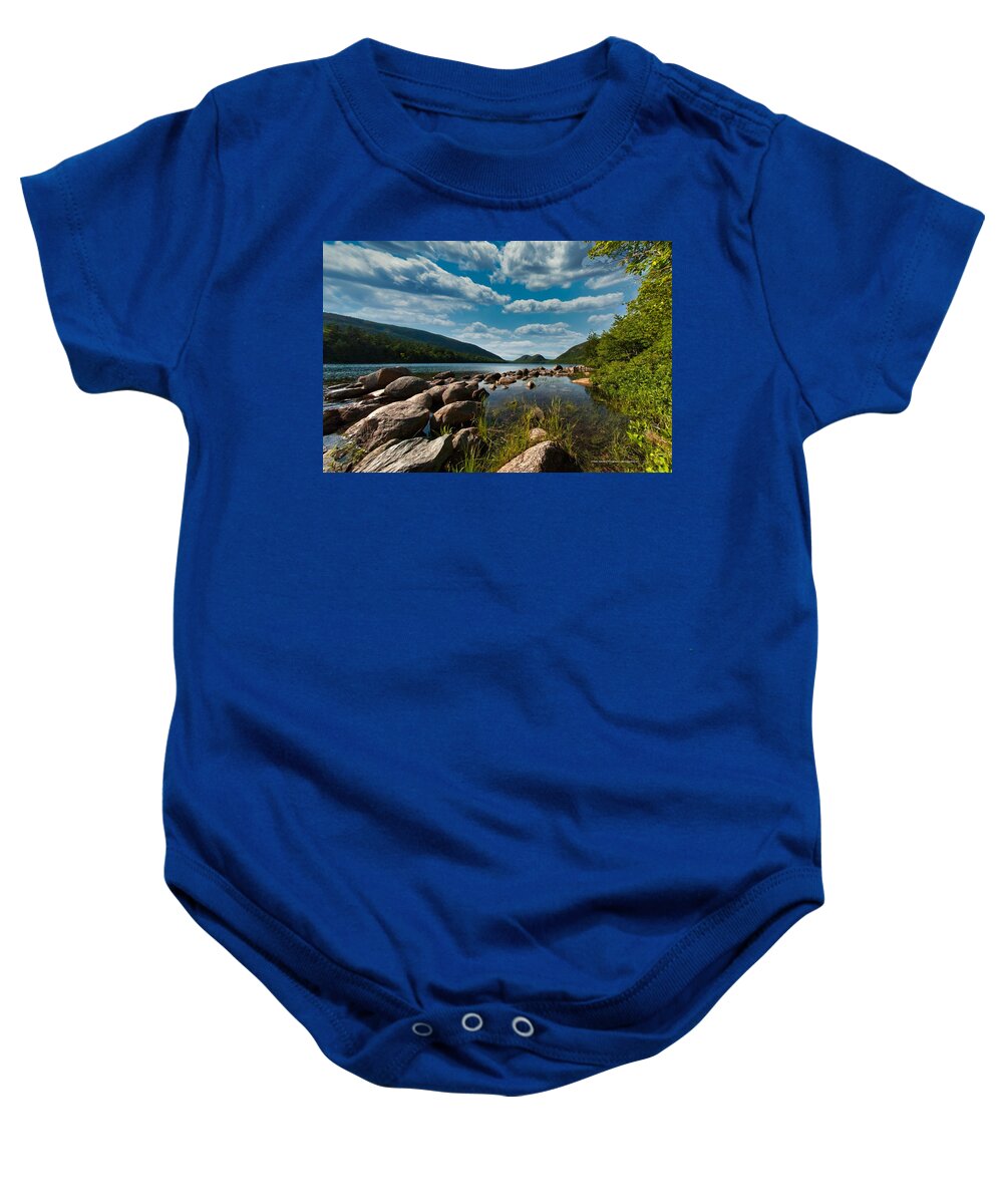 Bubble Mountain Baby Onesie featuring the photograph Bubble Mountain Acadia by Mark Valentine