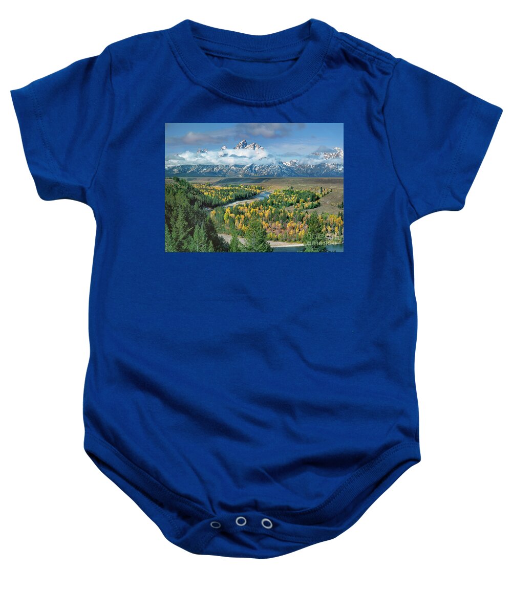 Dave Welling Baby Onesie featuring the photograph Clearing Storm Snake River Overlook Grand Tetons Np by Dave Welling