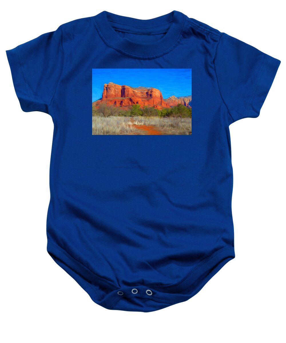 Courthouse Butte Baby Onesie featuring the photograph Courthouse Butte Painterly by Lorraine Baum