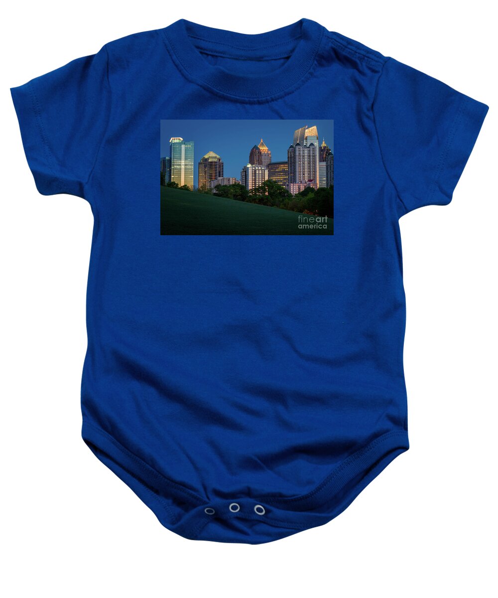 Midtown Baby Onesie featuring the photograph Dawn In Midtown Atlanta by Doug Sturgess