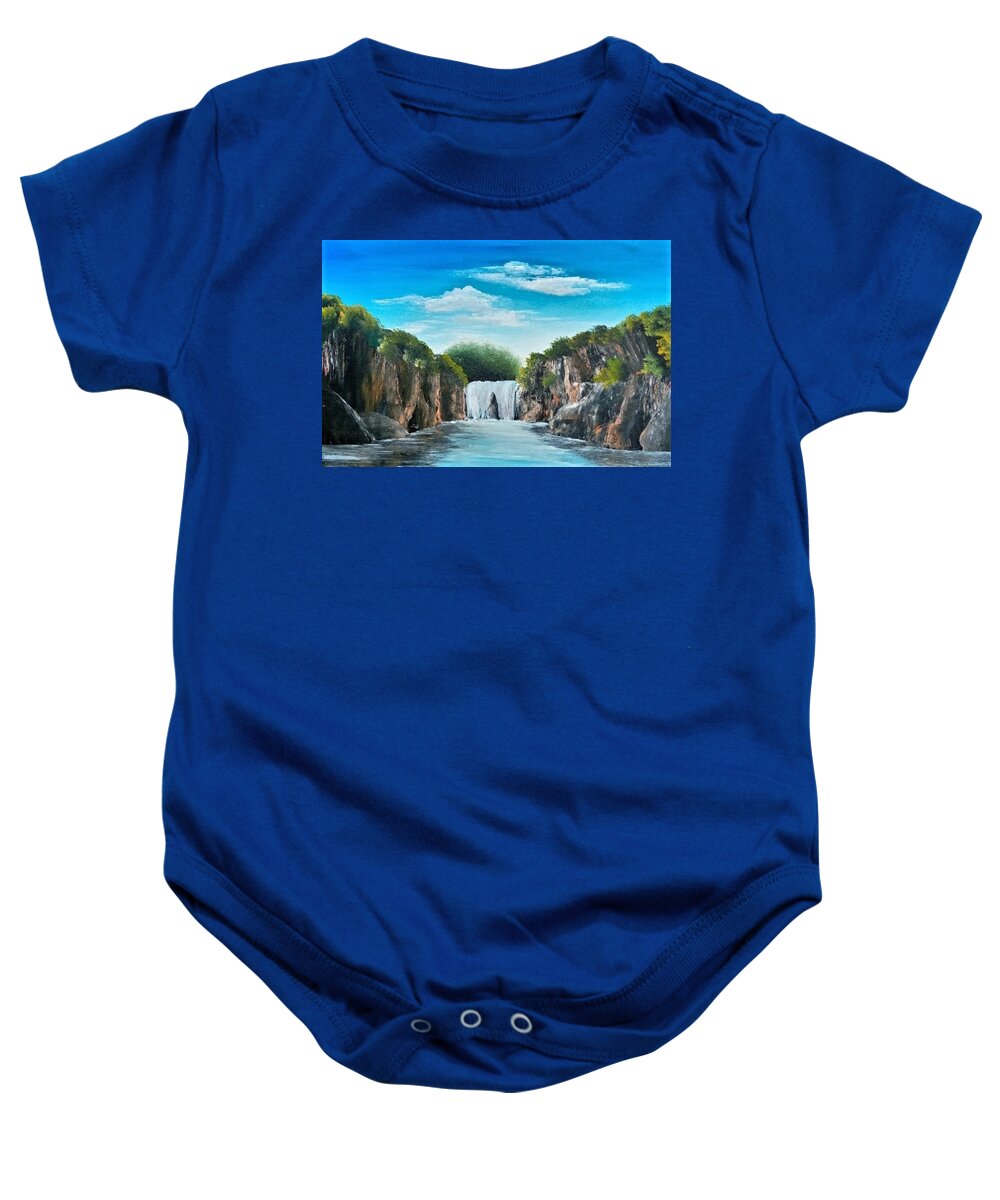 Landscape Baby Onesie featuring the painting DO4-Deno Onsumo by Deno Onsomu