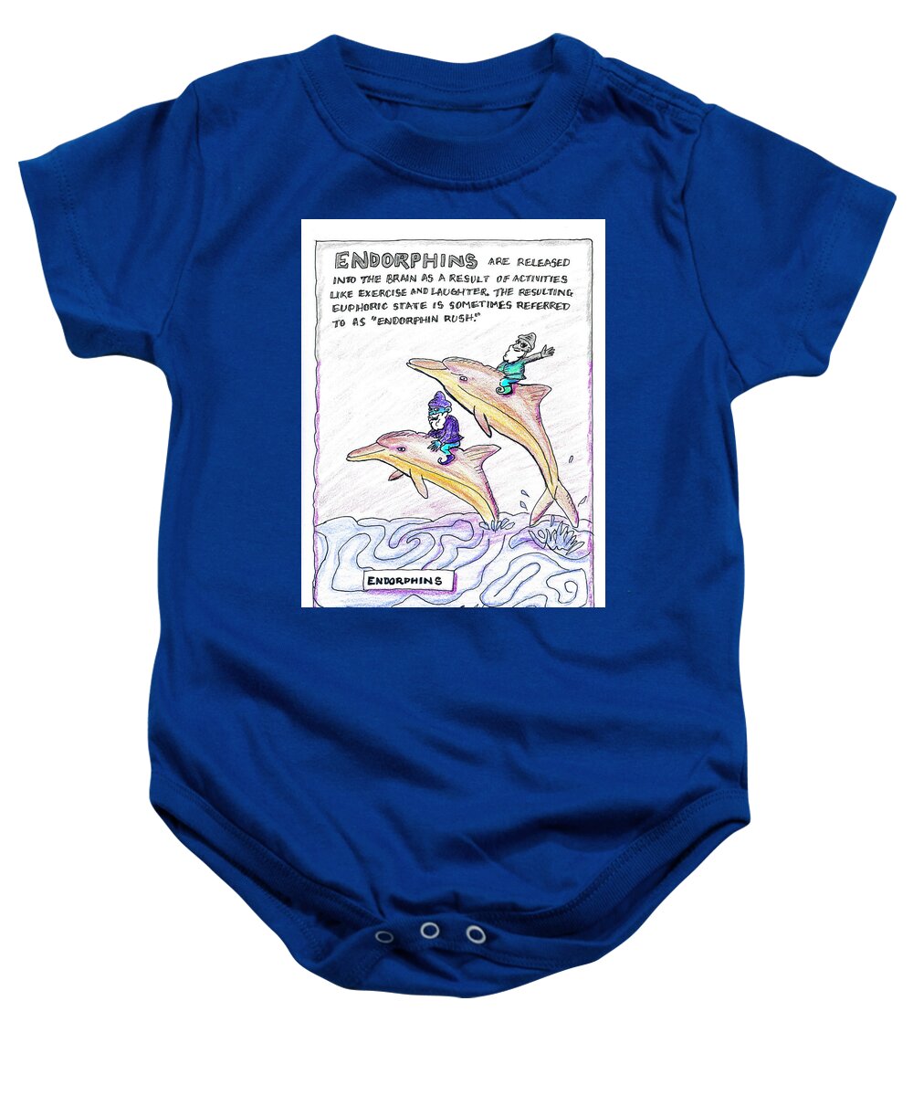 Endorphins Baby Onesie featuring the drawing Endorphins by Eric Haines
