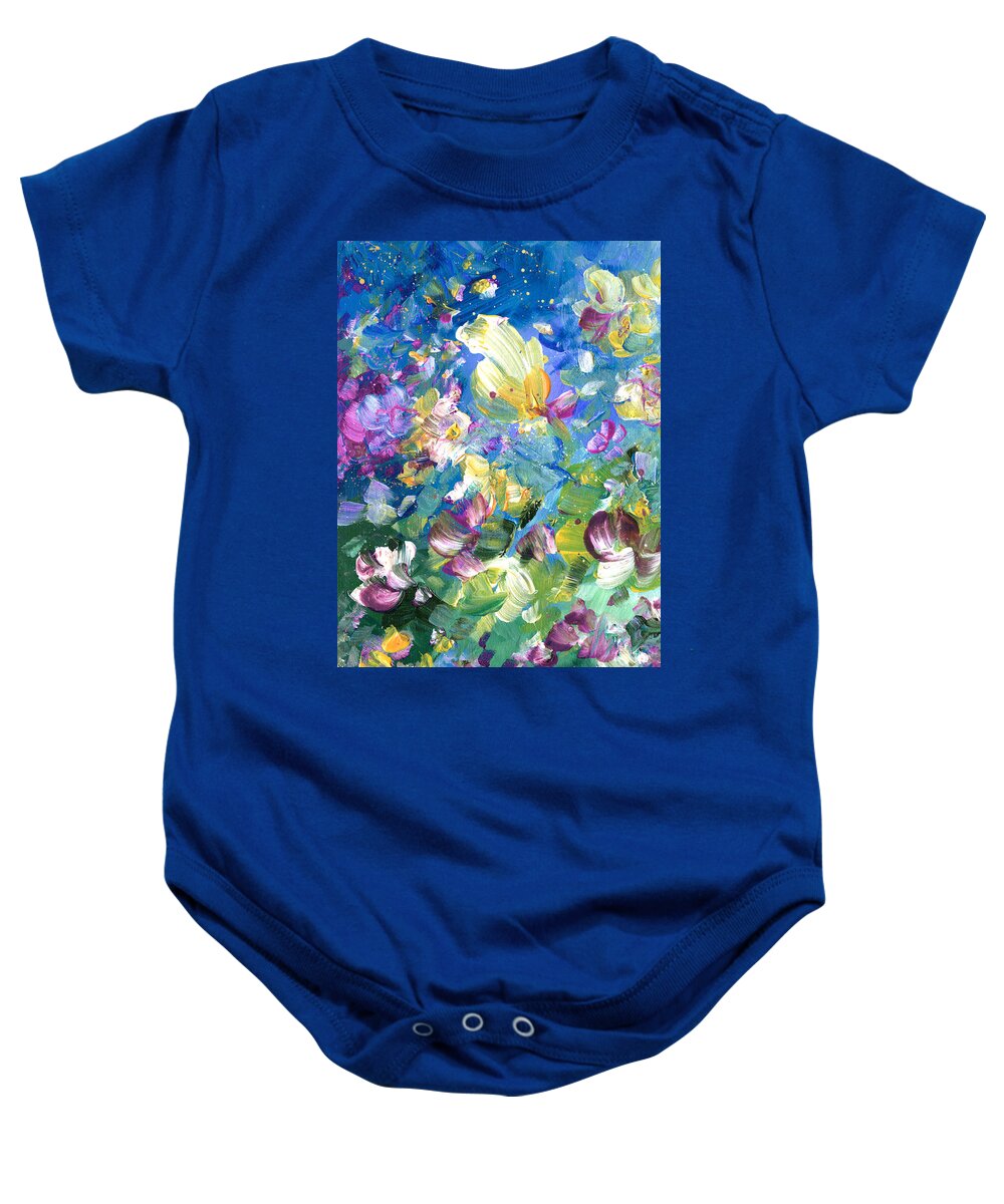 Flower Baby Onesie featuring the painting Explosion Of Joy 22 Dyptic 01 by Miki De Goodaboom