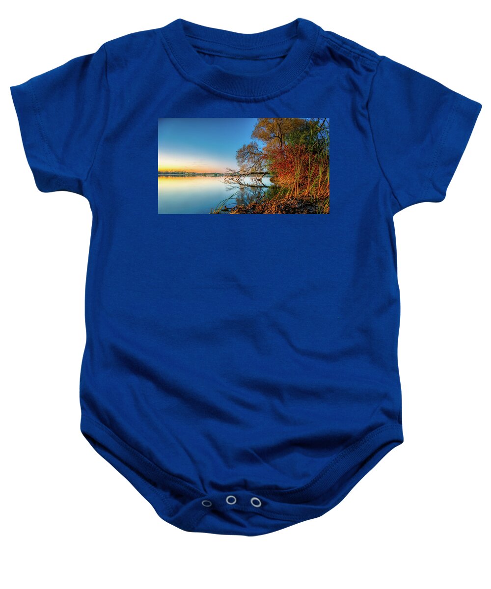 Trees Baby Onesie featuring the photograph Fallen Tree Reflection by Dee Potter