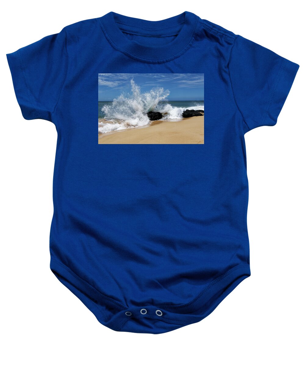 Wing Of Wave Baby Onesie featuring the photograph Flying Wing of Wave by Heidi Fickinger