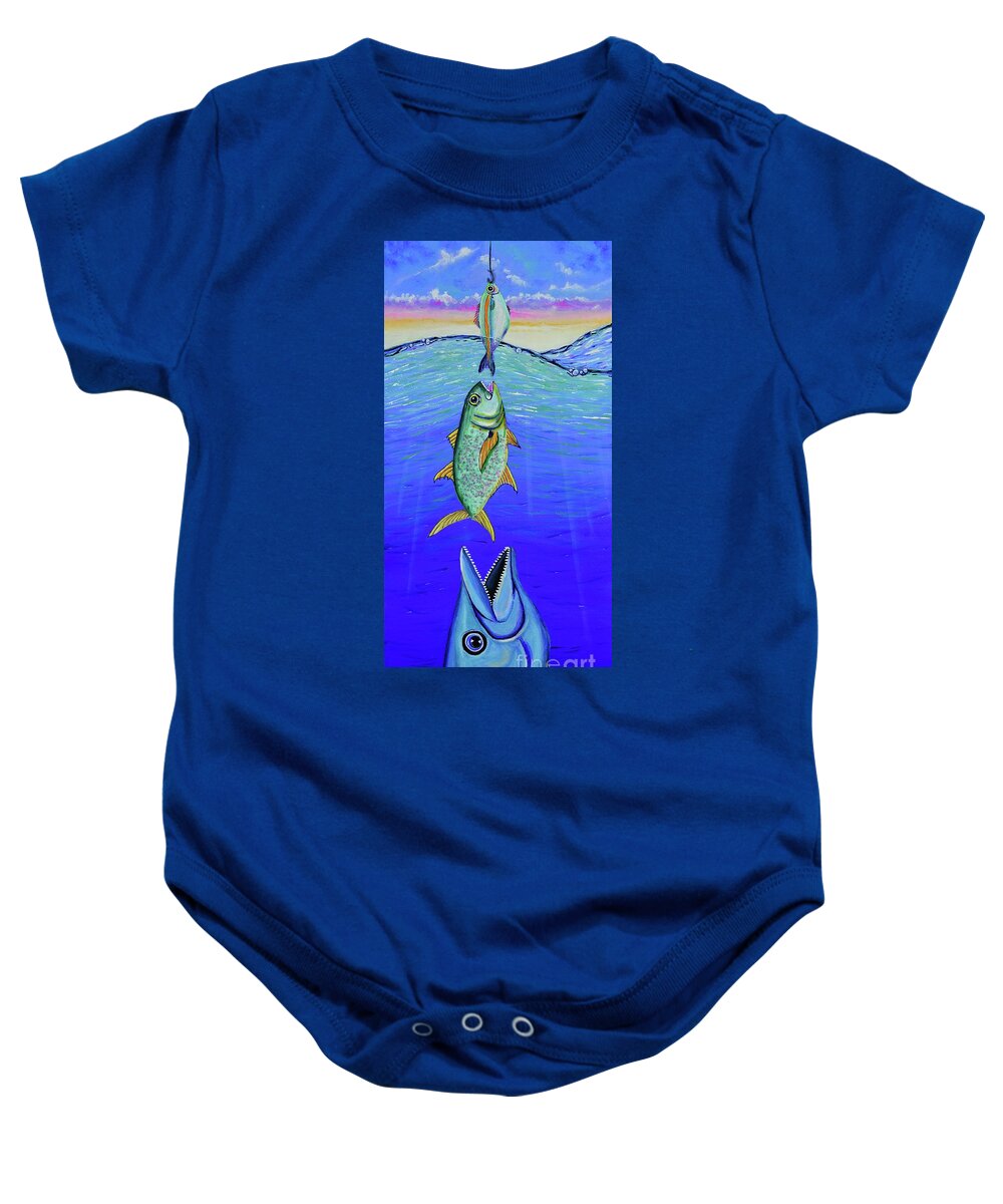 Fish Baby Onesie featuring the painting Food Chain by Mary Scott