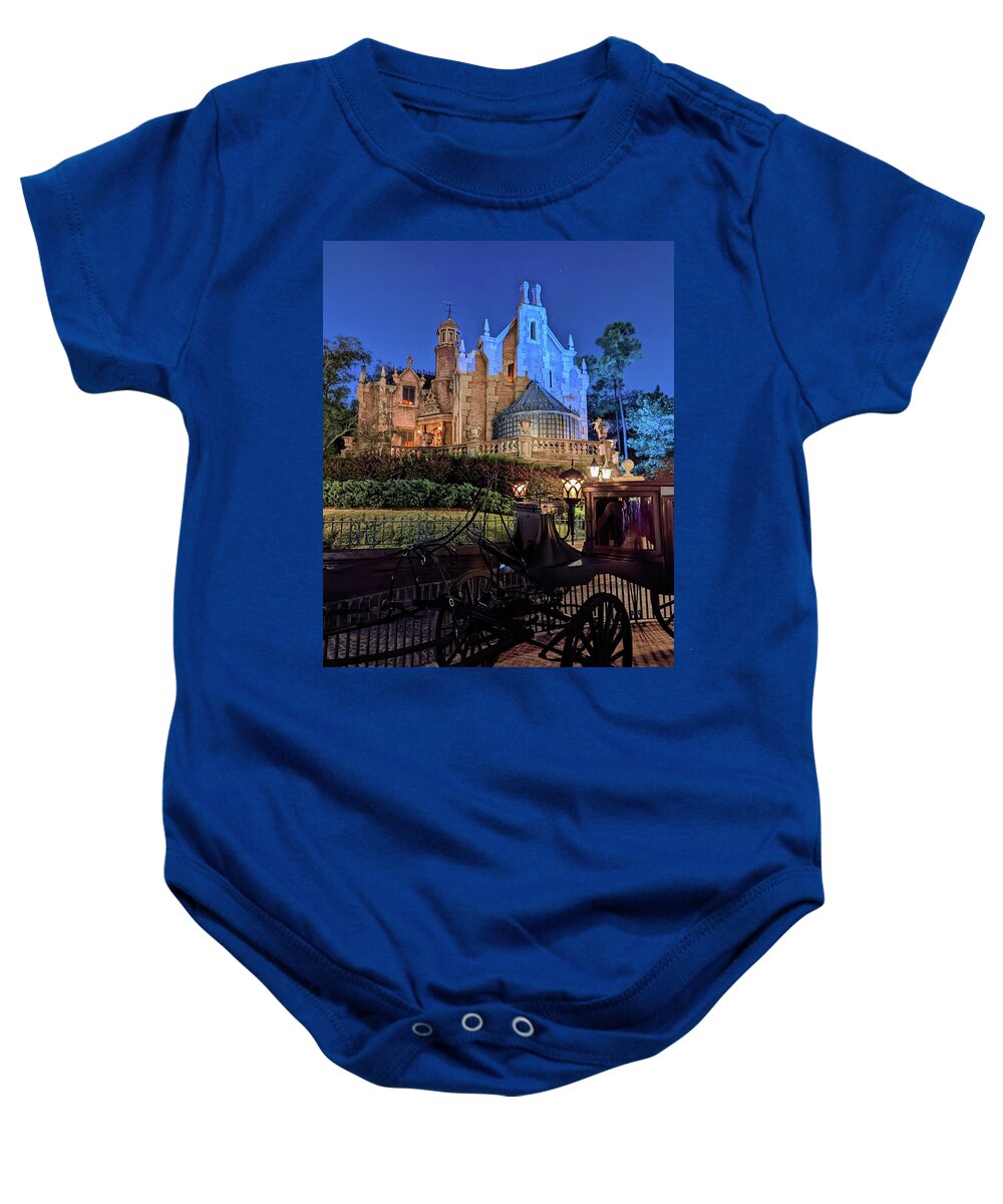 Haunted Mansion Baby Onesie featuring the photograph Haunted Mansion by Pamela Williams