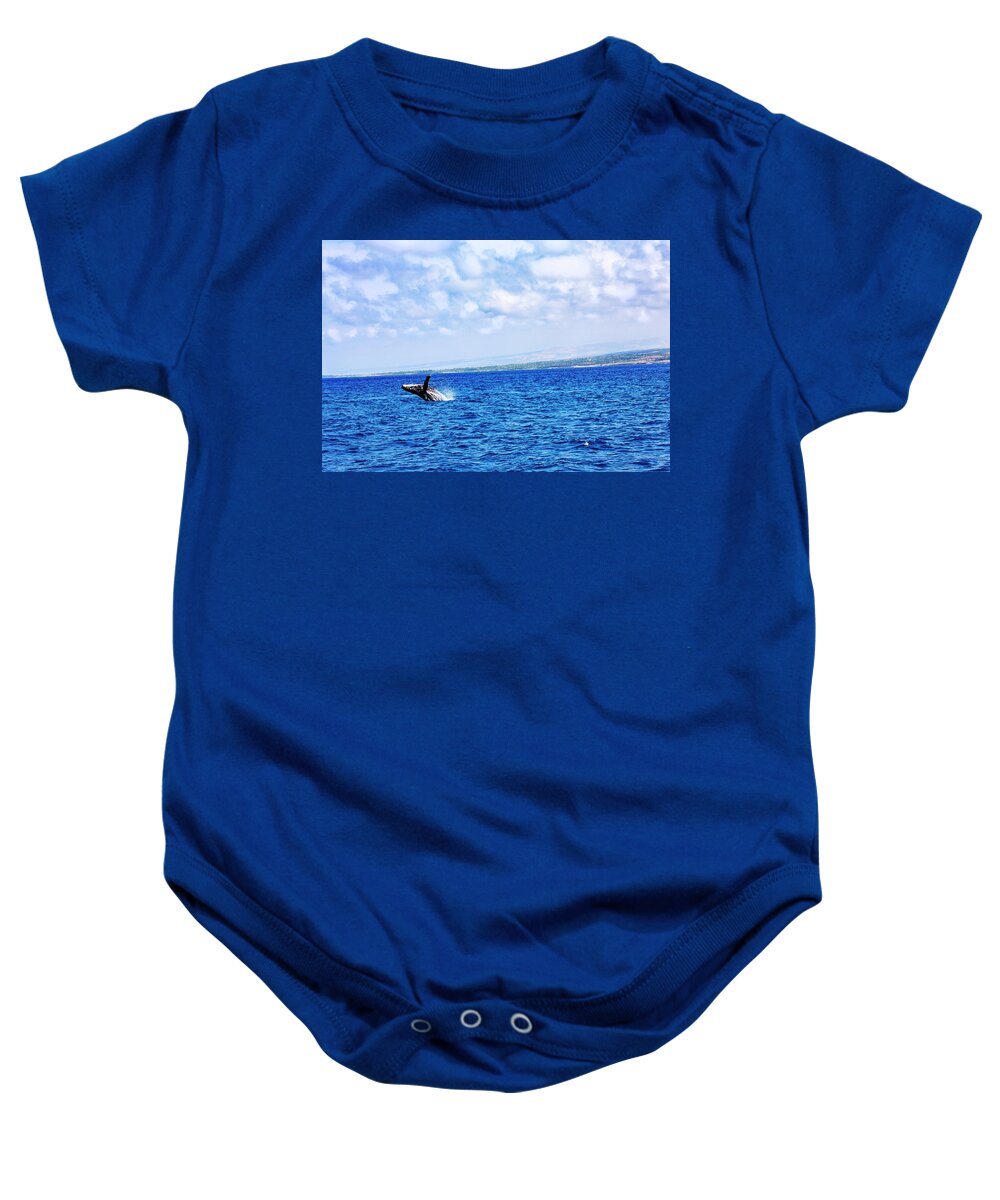  Humpback Whale Baby Onesie featuring the photograph Humpback Breach on the Big Island by Anthony Jones