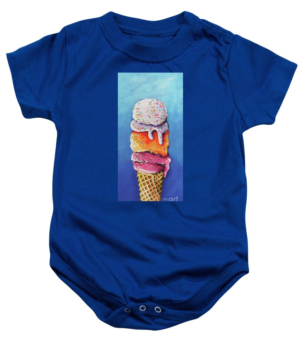 Ice Cream Baby Onesie featuring the painting Ice Cream Stack by Lucia Stewart