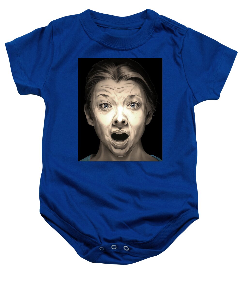 Natalie Dormer Baby Onesie featuring the drawing Jess Price - Natalie Dormer - The Forest by Fred Larucci